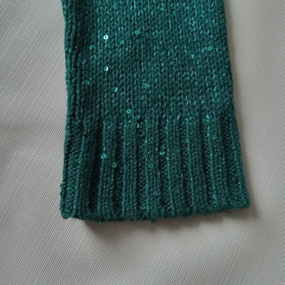 Guess Blue Green Knit V-Neck Sequins Crisscross Pullover Sweater Women's Medium - Picture 8 of 14